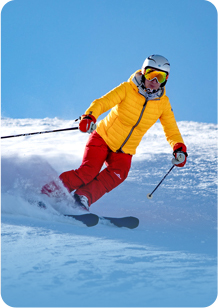 Skifahren und snowboarden